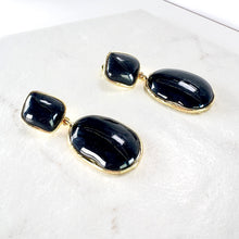 Load image into Gallery viewer, Smooth Black Stone Drop Earrings