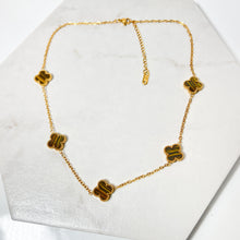 Load image into Gallery viewer, Gold Tiger Eye Clover Necklace