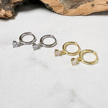 Load image into Gallery viewer, Small Diamanté Drop Huggie Hoops