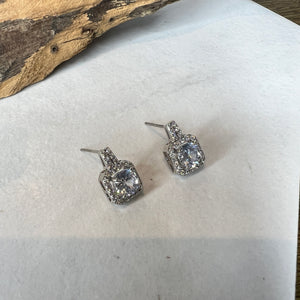 Square Drop Diamanté Studs