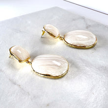 Load image into Gallery viewer, Smooth Cream Stone Drop Earrings