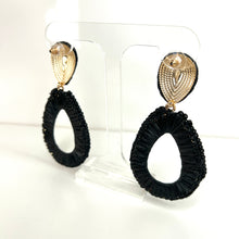 Load image into Gallery viewer, Black Raffia Drop Earrings