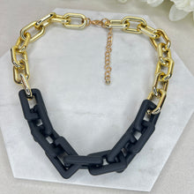 Load image into Gallery viewer, Black &amp; Gold Chain Necklace