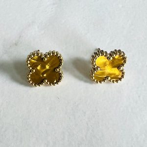 Dappled Gold Clover Studs