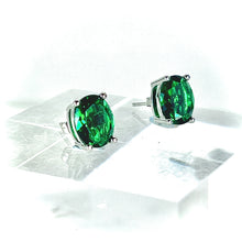 Load image into Gallery viewer, Emerald Green Oval Studs