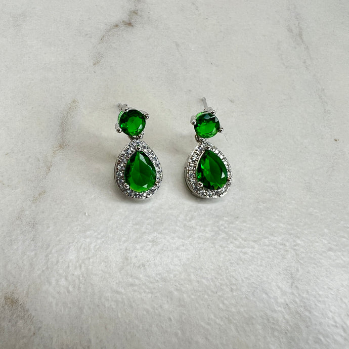 Green Pear Drop Earrings