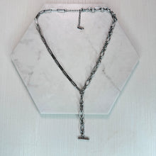 Load image into Gallery viewer, Silver Drop T Bar Necklace