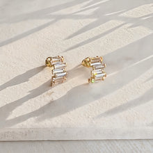 Load image into Gallery viewer, Gold Baguette Half Hoops