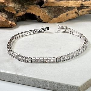 Square Cut Tennis Bracelet in 2 lengths