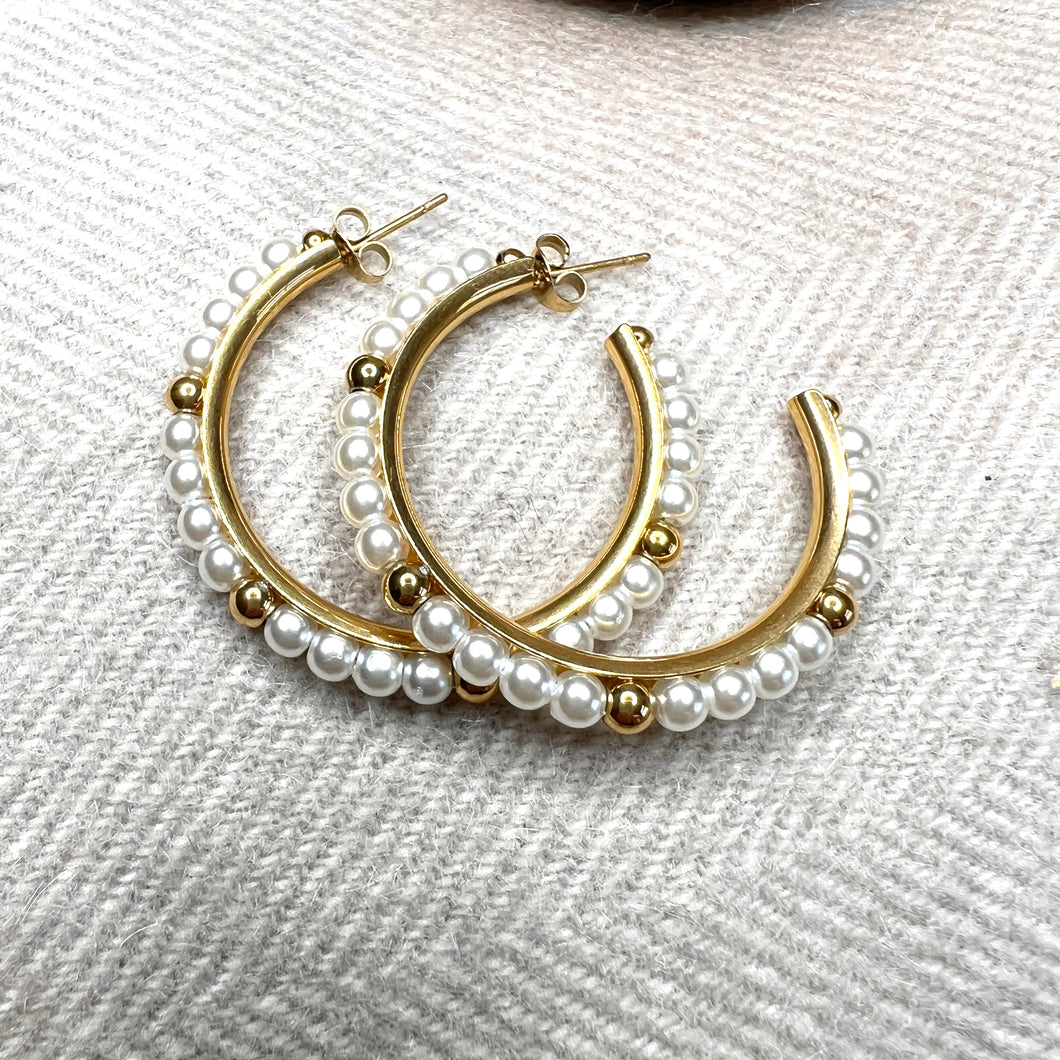 Gold & Pearl Hoops