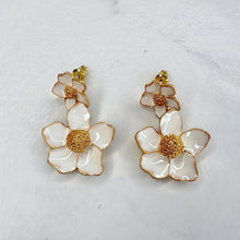 Load image into Gallery viewer, White Enamel Flower Earrings