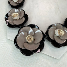 Load image into Gallery viewer, Black &amp; Taupe Flower Necklace