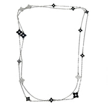 Load image into Gallery viewer, Extra Long Blossom Necklace in Black &amp; Silver