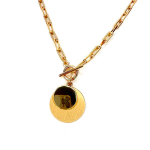 Gold Double Disc Necklace