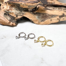 Load image into Gallery viewer, Small Diamanté Drop Huggie Hoops