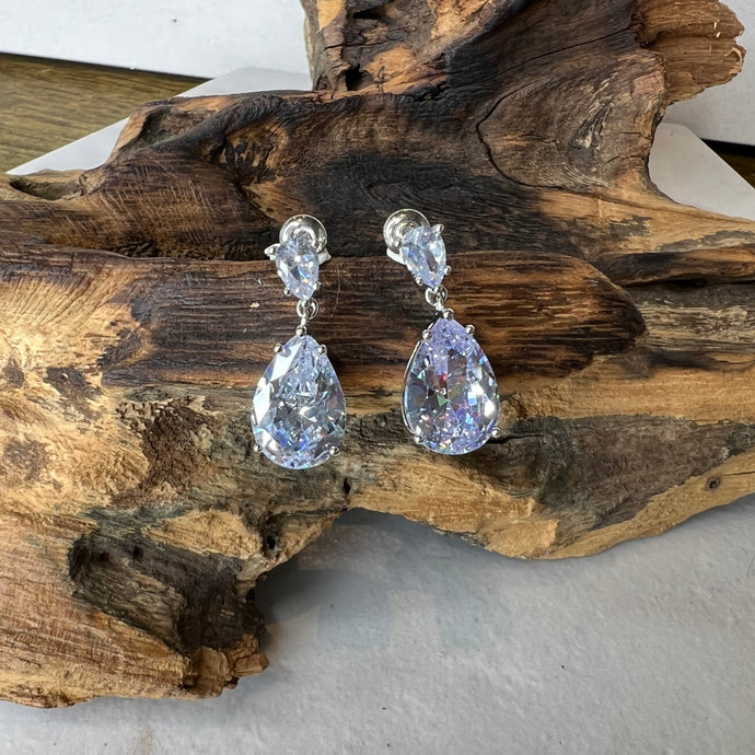 Double Stone Drop Diamanté Earrings