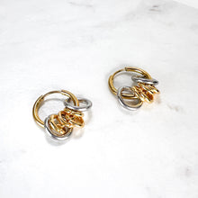 Load image into Gallery viewer, Gold Hoops With 6 Mini Hoop Charms