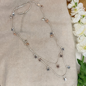 Silver & Gold Double Strand Star Necklace