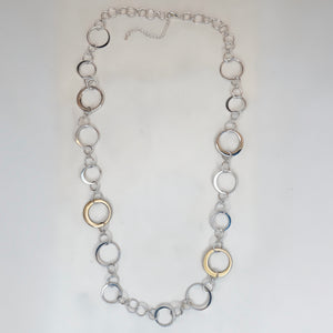 Long Gold & Silver Circles Necklace