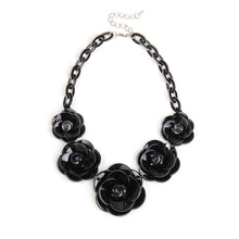 Load image into Gallery viewer, Black Flower Necklace