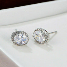 Load image into Gallery viewer, Oval Diamanté Studs With Pavé Surround