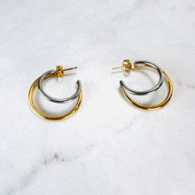 Load image into Gallery viewer, Gold &amp; Silver Double Hoop Earrings