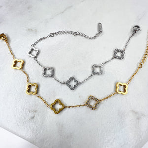 Open Diamanté Clover Bracelet
