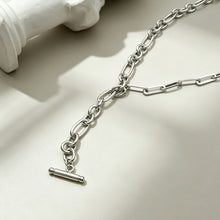 Load image into Gallery viewer, NEW Silver Drop T Bar Necklace