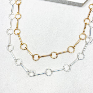 Double Strand Gold & Silver Necklace
