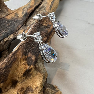 Double Stone Drop Diamanté Earrings