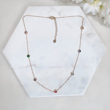 Load image into Gallery viewer, Silver Coloured Stones Station Necklace
