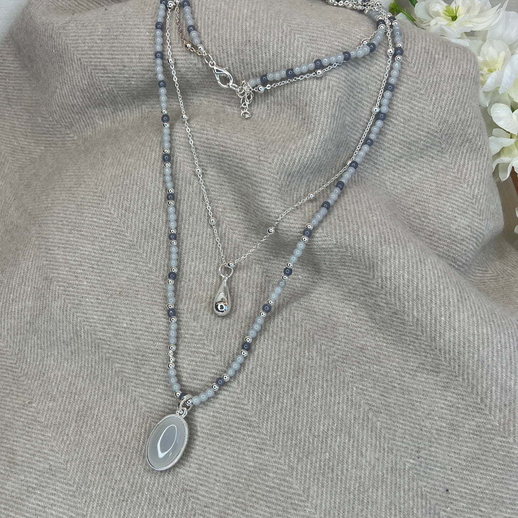 Grey Quartz Drop Necklace