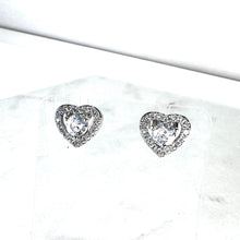 Load image into Gallery viewer, Heart Shaped Diamanté Studs