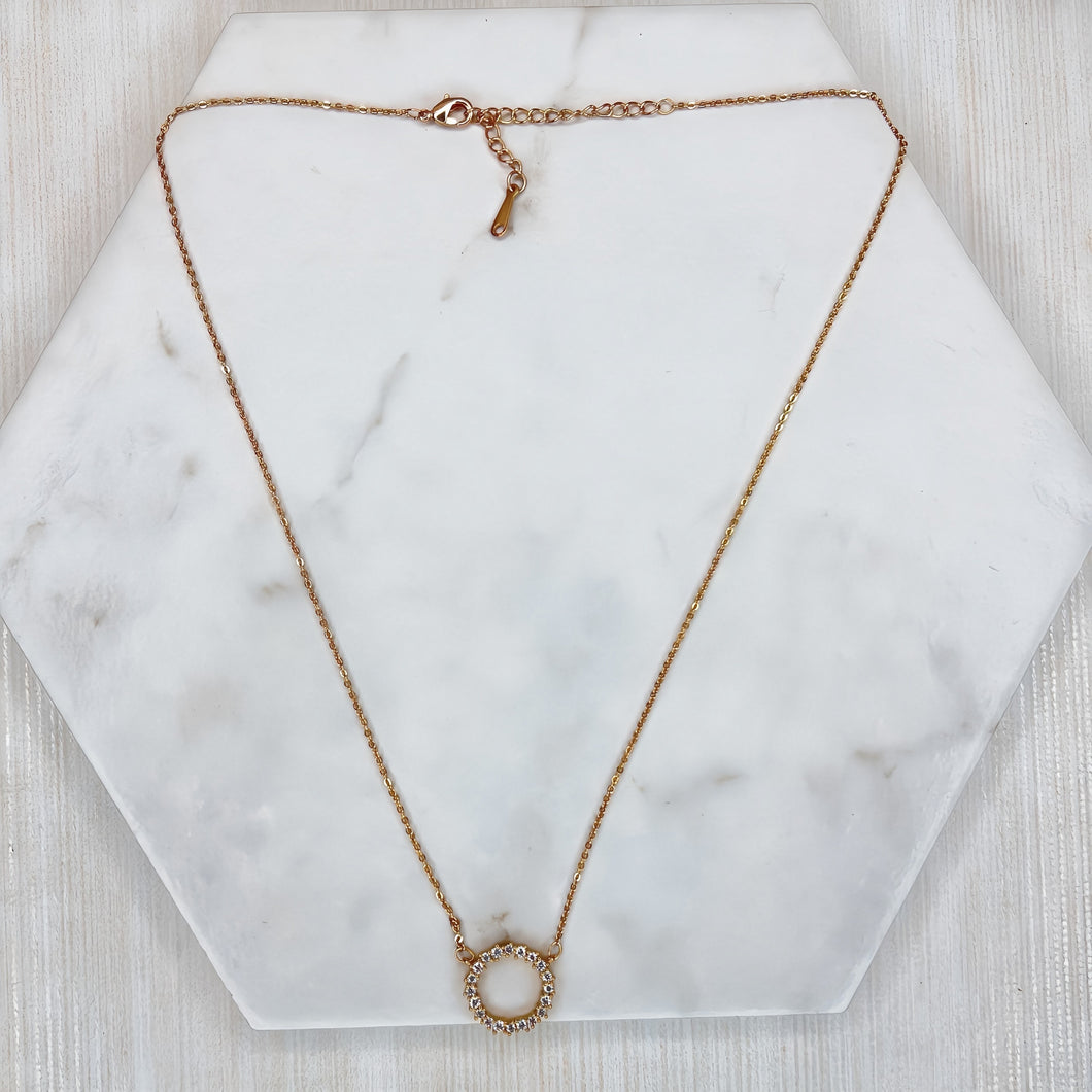 Gold Diamanté Circle Necklace