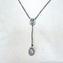 Load image into Gallery viewer, Baguette and Pear Diamanté Drop Necklace