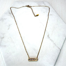 Load image into Gallery viewer, Gold Rectangular Diamanté Necklace.