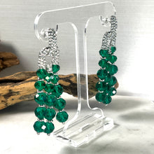 Load image into Gallery viewer, Diamante &amp; Green Crystal Drop Earrings