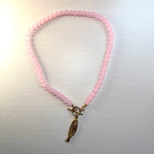 Load image into Gallery viewer, Pale Pink Quartz Bead Fish Necklace