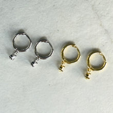 Load image into Gallery viewer, Tiny Drop Stone Huggie Hoops