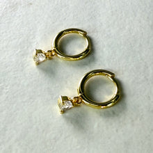 Load image into Gallery viewer, Tiny Drop Stone Huggie Hoops
