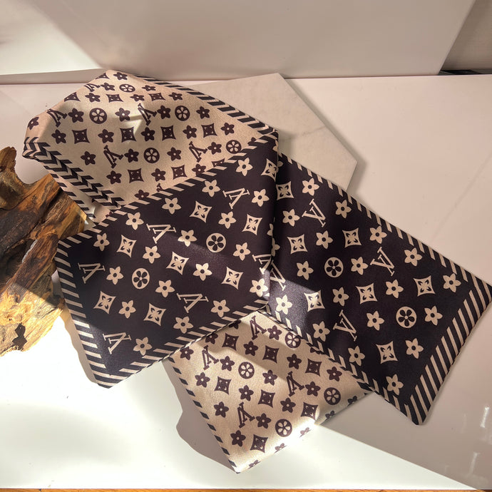 Dark Brown, Black & Cream Skinny Scarf