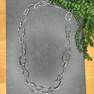Long Silver Necklace with Acrylic Inserts