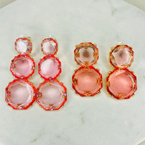 Pink Triple Drop Earrings