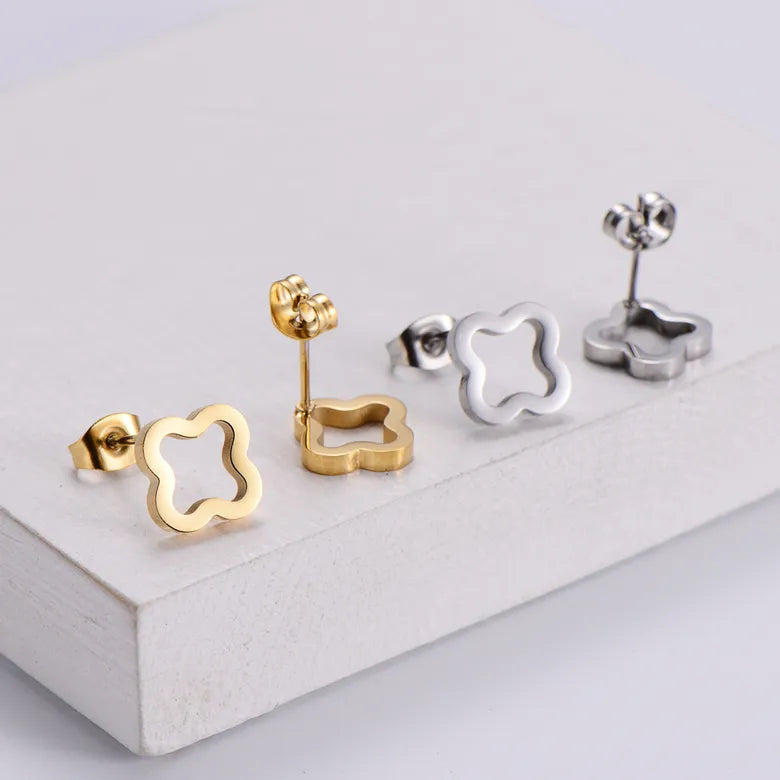 Hollow Clover Stud Earrings