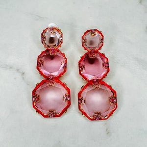 Pink Triple Drop Earrings