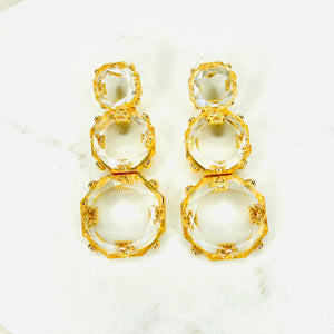 Clear Triple Stone Drop Earrings