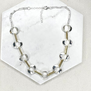 Gold & Silver Angled Links Necklace