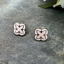 Load image into Gallery viewer, White Enamel Clover Studs