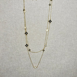 Extra Long Black & Gold Blossom Necklace