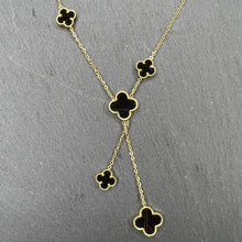 Load image into Gallery viewer, Black &amp; White Double Sided Clover Necklace
